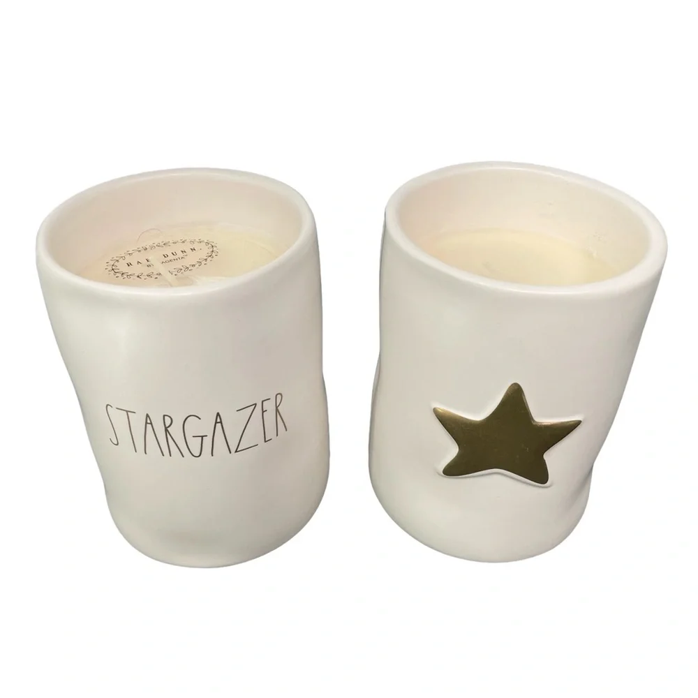 Rae Dunn Scented Candles 2 Stargazer Midnight Orchid gold star ceramic jar - Picture 1 of 9